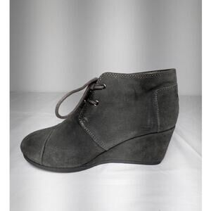 Toms Desert Boots Women's Size W7 Gray Suede Heel Wedge Ankle Bootie Casual